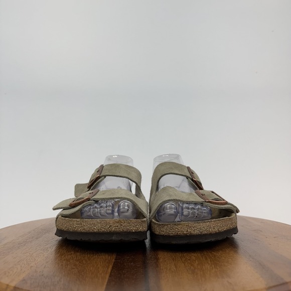 Mens Birkenstock Arizona Soft Footbed Gray Suede Slides Sandals Size EU 44 GUC - Picture 3 of 8